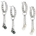 Sterling Silver CZ Freshwater Pearl Dangle Earrings (3-4.5 mm)