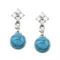 Sterling Silver Syndicate Turquoise CZ Earrings