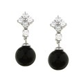 Sterling Silver Onyx Cubic Zirconia Earrings