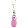 Sterling Silver Pink Coral Cubic Zirconia Necklace