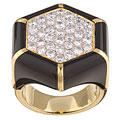 18k Gold 2ct TDW Diamond and Onyx Hexagon Ring (I, SI1)