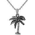 Sterling Silver Textured Palm Tree Necklace