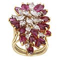 18k Gold 2 1/2ct TDW Diamond and Ruby Cluster Ring (I, VS2)