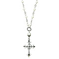 Sterling Silver Flemish Cross White Pearl Necklace