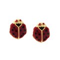 14k Gold Red Enamel Ladybug Stud Earrings