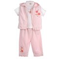 Minibasix Infant Girl's Ivory/ Pink 3-piece Pants Set