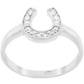 Sterling Silver Horseshoe Design CZ Ring