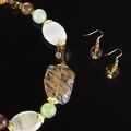 Goldtone Gemstone Necklace and Earring Set
