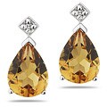 10k White Gold Citrine and Diamond Earrings