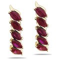 10k Gold Marquise Ruby J-shaped Hoop Earrings