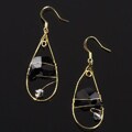Goldtone Black Crystal Teardrop Earrings