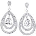 Silvertone Cubic Zirconia Raindrop Earrings