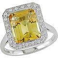 14k Gold Citrine and 1/6ct TDW Diamond Ring