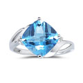 14k White Gold Blue Topaz and Diamond Ring