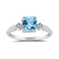 10k White Gold Blue Topaz and Diamond Ring