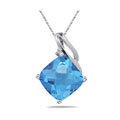 14k White Gold Blue Topaz and Diamond Necklace