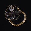 Goldtone Smokey Glass Bead Flower Bracelet