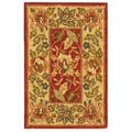 Hand-hooked Botanical Red Wool Rug (1'8 x 2'6)