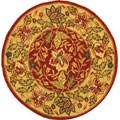 Handmade Botanical Red Rug (3' Round)
