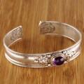 Silver with Oval Amethyst Bracelet (Nepal)