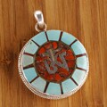 Silver Round Pendant with Tibetan OM (Nepal)