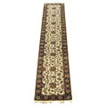 Indo Mahal Hand-knotted Ivory/ Black Rug (2'7 x 13'10)