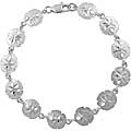 Sterling Silver Circle Leaf Design Link Bracelet