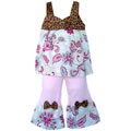 AnnLoren 2-piece Leopard/ Floral Girl's Outfit