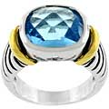 Two-tone Designer-inspired Blue CZ Ring