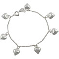 Sterling Silver Dangling Heart Bracelet