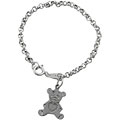 Sterling Silver Rolo Chain Bracelet with Teddy Bear Dangle