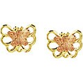 14k Two-tone Gold Butterfly Stud Earrings