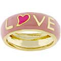 Goldtone Pink Enamel 'Love' Ring