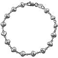 High Polished Sterling Silver Heart Link Bracelet