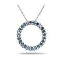 10k Gold 1/4ct TDW Blue Diamond Circle Necklace (I1-2)