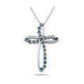 10k Gold Blue 1/4ct TDW Diamond Cross Necklace (SI1-2)