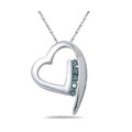 14k White Gold Blue Diamond Heart Necklace