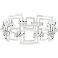 Silvertone Cubic Zirconia Inscribed Square Bracelet