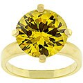 Goldtone Yellow Cubic Zirconia Solitaire Ring