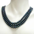 Black Graduated Pearl Triple-Strand Necklace (4-8.5 mm)