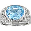 14k Gold Sky Blue Topaz and 1/5ct TDW Diamond Ring