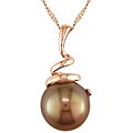 14k Pink Gold Brown Tahitian Pearl Necklace (8-9mm)