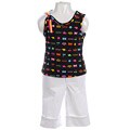 XOXO Girl's Black Tank Top/ White Denim Capri Set
