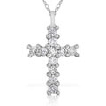 18k Gold 1/10ct TDW Diamond Cross Necklace (HI, SI)