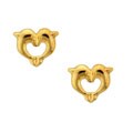 14k Yellow Gold Kissing Dolphin Earrings