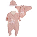 Rumble Tumble 3-piece Newborn Girl's Bunny Print Set