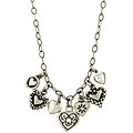 Sterling Silver Multi-heart Charm Fringe Necklace