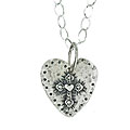 Sterling Silver Large Heart and Cross Necklace