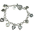 Sterling Silver Romantic Heart Charm Bracelet