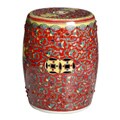 Famille Rose Red Floral Chinese Porcelain Stool (China)